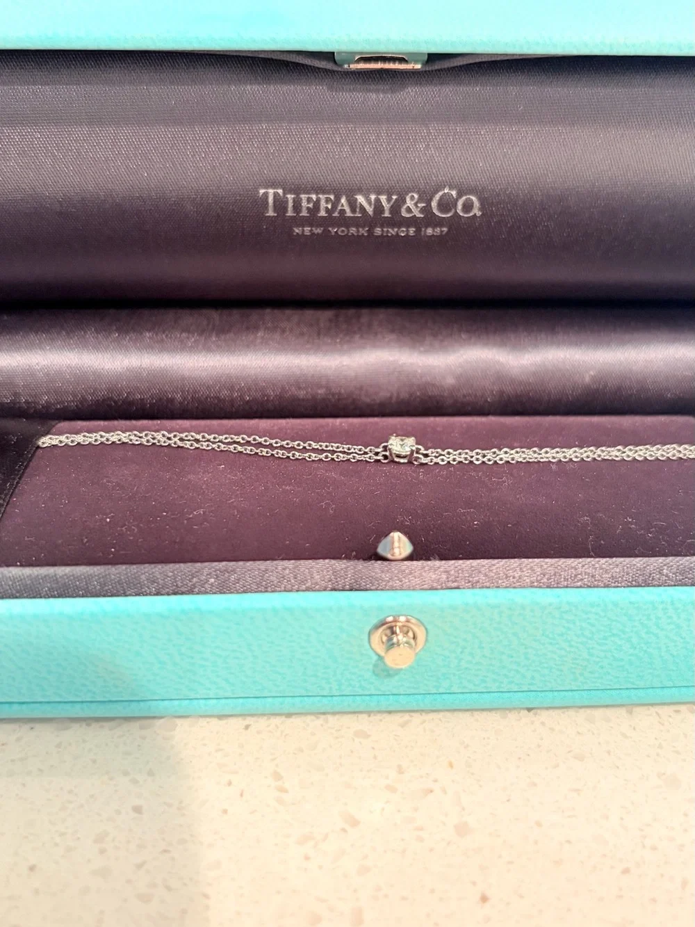 Tiffany & Co. Twin Chain Bracelet with Center Diamond - Silver